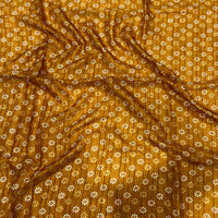 Mustard Leaf Print Ghicha Handloom Saree