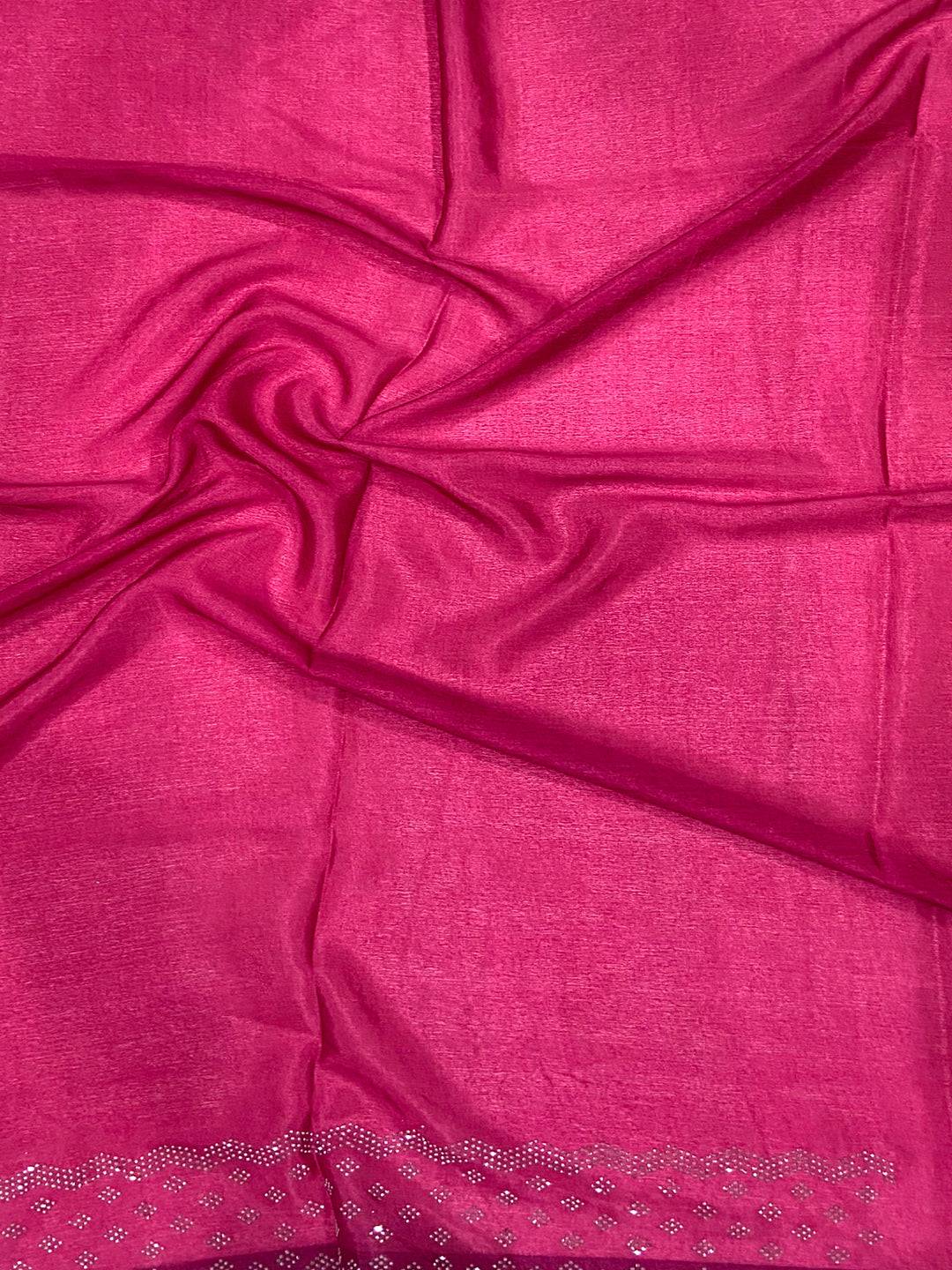 Mustard Poly Chiffon Diamond Swaroski Work Saree