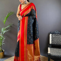 Premium Black Kanchi Rettepetta Sarees