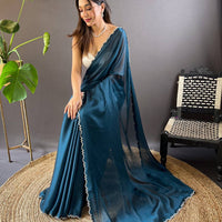 Teal Rangoli Silk Saree