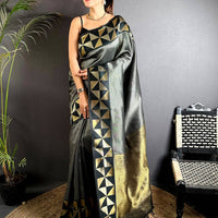 Black Sona Chandi Weave Katan Silk Saree