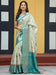 Pista Hand Kalamkari Printed Pure Viscose Dola Silk Saree - Luxe