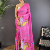 Radiance Barbie Digital Print Chinnon Saree