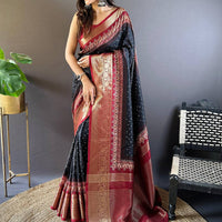 Black Graceful Bandhej Silk Saree
