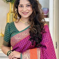 Wine Banarasi Silk Kanchi Zari Work Saree
