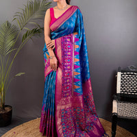 Ethereal Sky Blue Soft Silk Ikkat Saree