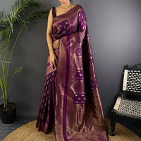 Regal Wine Banarasi Katan Silk Saree