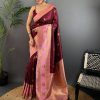 Brown Soft Gadwal Silk Saree