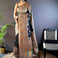 Black Ethnic Motif Silk Blend Saree