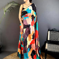 Opulent Freehand Abstract Chinnon Saree