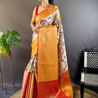 Cream Kanchi Kalamkari Elegance Saree