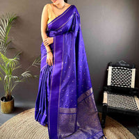 Royal Purple Soft Silk Kolam Print Saree