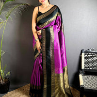 Magenta Banarasi Katan Silk Saree