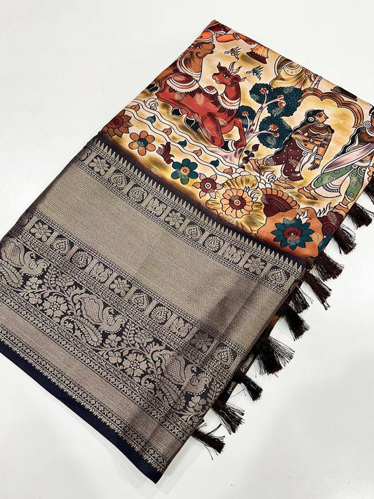 Heritage Bloom Kalamkari Silk Saree