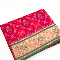 Pink Pochampally Patola Soft Silk Saree