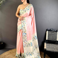 Elegant Tussar Cutwork Digital Saree