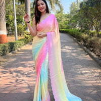 Multi Satin Georgette Saree