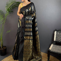 Black Soft Silk Sona Chandi Zari Weaving Saree