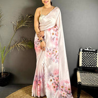 Classic Floral Print Chiffon Saree