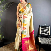 Chiku Copper Radiance Soft Silk Saree