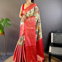 Light Green Kanchi Kalamkari Saree