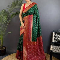 Radiance Green Soft Silk Ikkat Saree