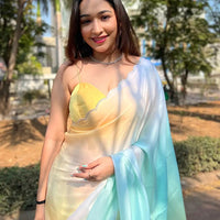Yellow Satin Georgette Saree