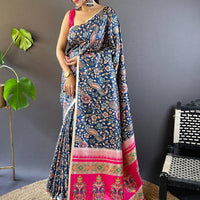 Navy Blue Elegance Gamthi Saree