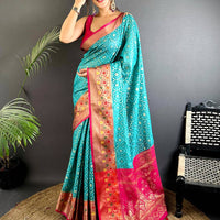 Rama Banarasi Minakari Katan Silk Saree