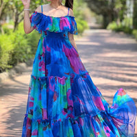Persian Blue Abstract Print Dress