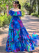 Persian Blue Abstract Print Dress