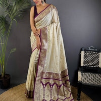 White Soft Silk Feather Saree