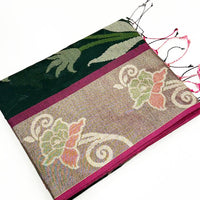 Green Soft Chanderi Pochampally Ikkat Saree