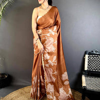 Opulent Tussar Cutwork Digital Saree