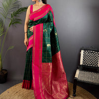 Intricate Paisley Silk Saree With Radiant Pink Pallu