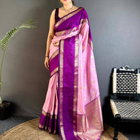 Pink Gadwal Pure Soft Silk Saree