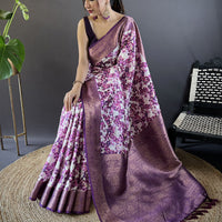 Radiant in Wine Floral Print Saree