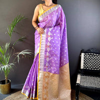 Lavender Kota Kora Meenakari Saree