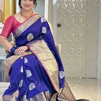 Purple Banarasi Silk Kanchi Zari Weaving Saree
