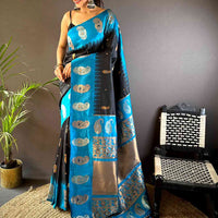 Black Mango Butti Soft Silk Saree