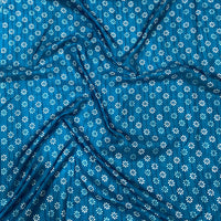 Teal Blue Leaf Print Ghicha Handloom Saree
