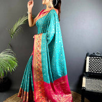 Rama Banarasi Minakari Katan Silk Saree