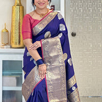 Purple Banarasi Silk Kanchi Zari Weaving Saree