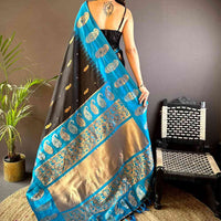 Black Mango Butti Soft Silk Saree
