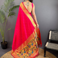 Rani Pink Yeola Paithani Soft Silk Saree