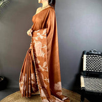 Opulent Tussar Cutwork Digital Saree