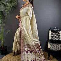 White Soft Silk Feather Saree