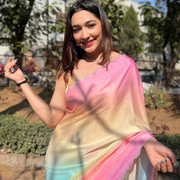 Multi Satin Georgette Saree