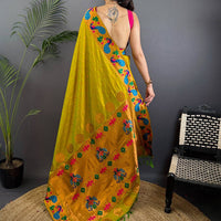 Mustard Yeola Paithani Soft Silk Saree