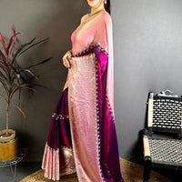 Stylish Peal Satin Tissue Saree